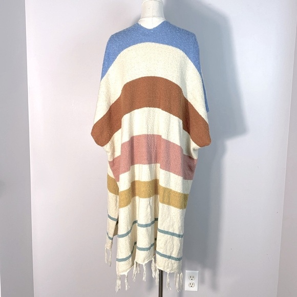 Anthropologie By Together Colorful Striped Kimono Cardigan with fringe size S/M - Picture 8 of 12